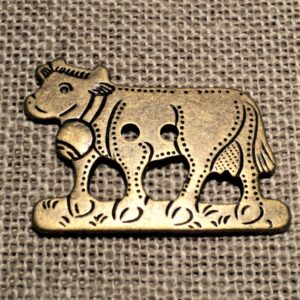 Bouton décoratif 30x20mm la vache, métal, bronze 2-trous