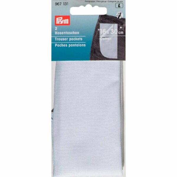 Poches (2) de pantalon BLANC 16x30cm, Prym 967131