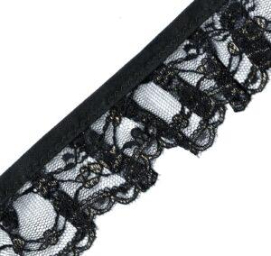 Ruban Dentelle plissée froncée nylon NOIROR 50mm