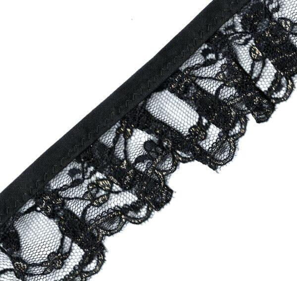 Ruban Dentelle plissée froncée nylon NOIROR 50mm