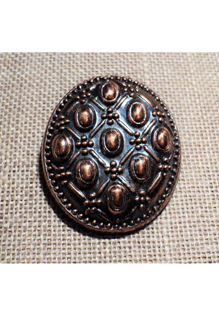 Lot de 6 boutons cuir véritable bronze alezan 15mm -  - Vente  en ligne d'articles de mercerie