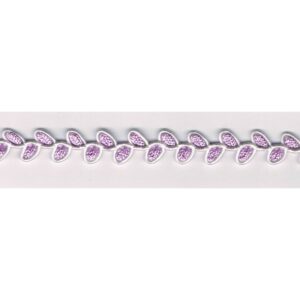Ruban fantaisie mauve / blanc