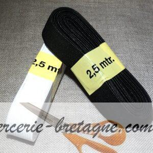 Élastique côtelé souple 20mm Blanc ou Noir €1.00 le mètre