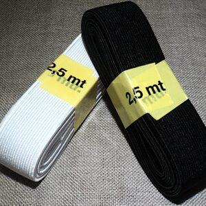 Élastique côtelé souple 25mm Blanc ou Noir €1.00 le mètre