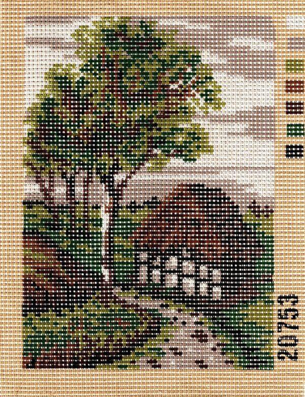 Kit Canevas demi point croix 14x20cm la ferme dans les bois