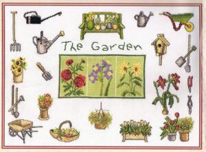 Le Jardin Kit aux points comptés 45x30cm, les fleurs au point de croix