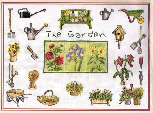 Le Jardin Kit aux points comptés 45x30cm, les fleurs au point de croix