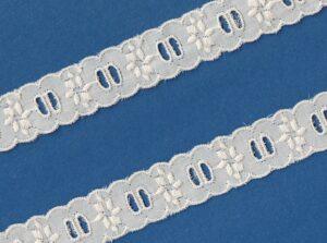 Ruban dentelle Broderie Anglaise écru 20mm entre-deux trou trou 100% coton