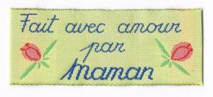 Ecusson à coudre Fait avec amour par maman 6.0x2.5cm