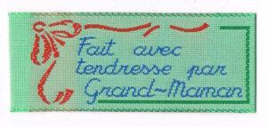 Écusson à coudre Fait avec tendresse par Grand-maman 6.0x2.5cm