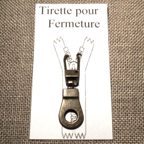 Tirette pour fermeture bronze 42mm métal à clipser