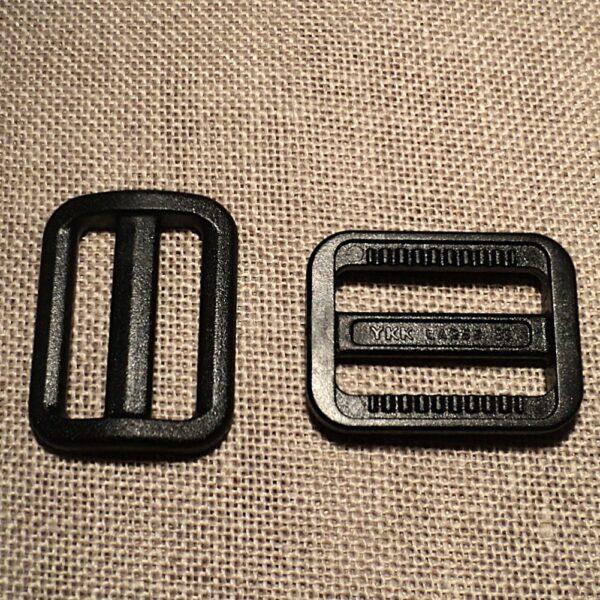 Boucle coulissante 25mm noir, boucle passant 25mm YKK