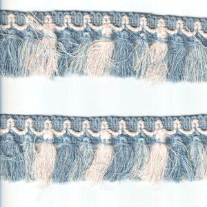 Galon Frange 40mm bleu antique et écru