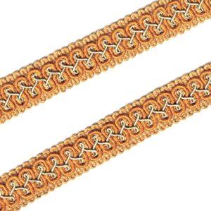 Galon Passementerie 24mm ocre avec orange et vert d'eau