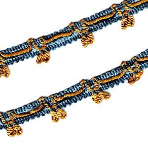 Galon Passementerie bleu 13mm avec doré