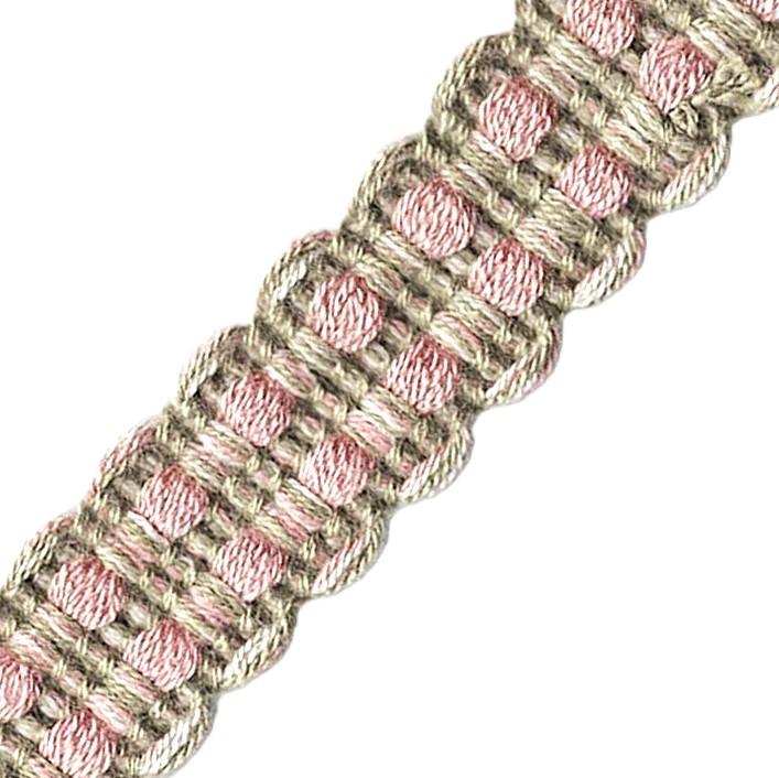 Galon Passementerie vert kaki 20mm avec rose et écru