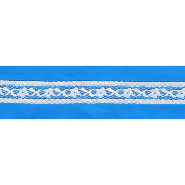 Dentelle entre-deux 20mm écru / saumon