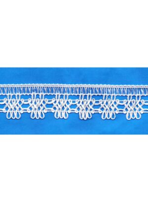 Dentelle crochet BLANC 30mm, galon frange