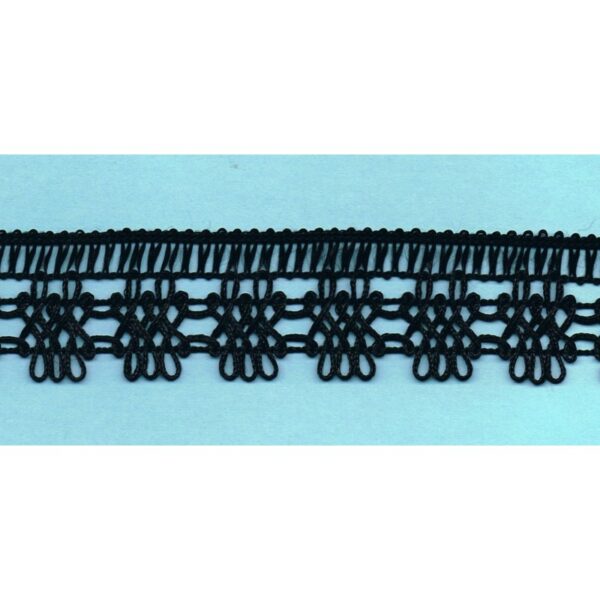 Dentelle crochet NOIR 30mm, galon frange