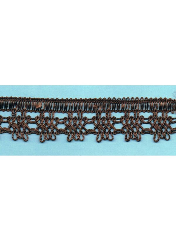 Dentelle crochet MARRON 30mm, galon frange