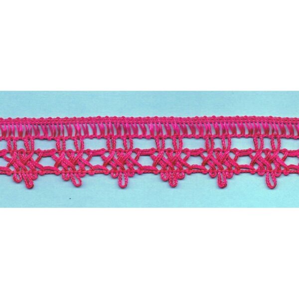Dentelle crochet FUCHSIA 30mm, galon frange