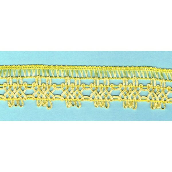 Dentelle crochet JAUNE 30mm, galon frange