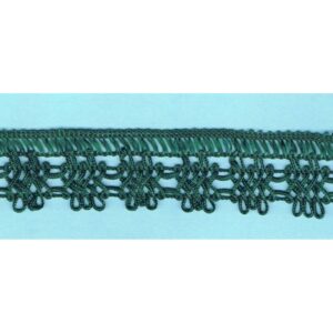 Dentelle crochet VERT FONCE 30mm, galon frange