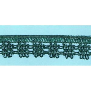 Dentelle crochet VERT FONCE 30mm, galon frange