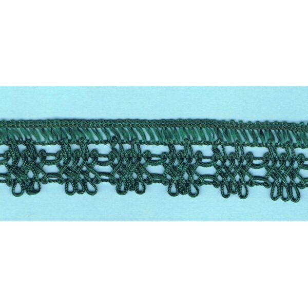 Dentelle crochet VERT FONCE 30mm, galon frange