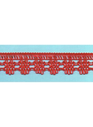 Dentelle crochet ROUGE 30mm, galon frange