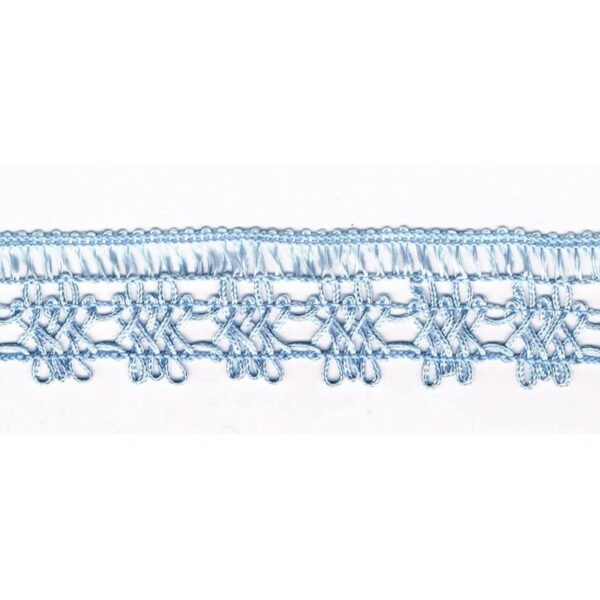 Dentelle crochet BLEU 30mm, galon frange