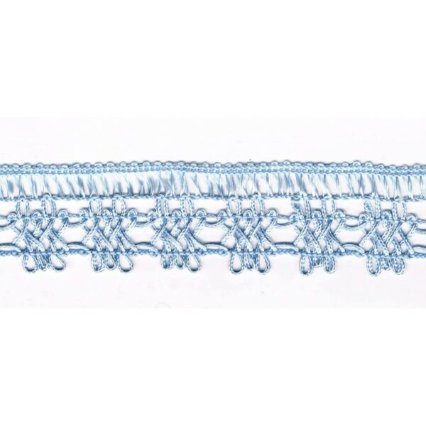 Dentelle crochet BLEU 30mm, galon frange