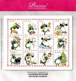 Calendrier Bécassine 40x50cm aida 7 Kit au point de croix, au point compté