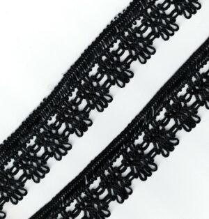 Dentelle crochet NOIR 30mm, galon frange