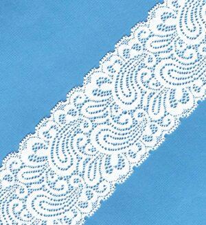 Ruban Dentelle ÉLASTIQUE blanc 60mm entre-deux, dentelle lycra blanc