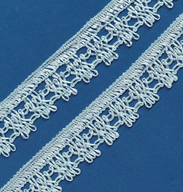 Ruban Dentelle crochet BLEU 30mm, galon frange