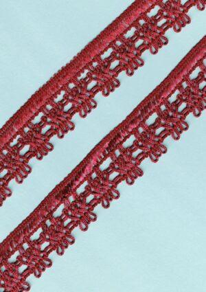 Ruban Dentelle crochet BORDEAUX 30mm, galon frange