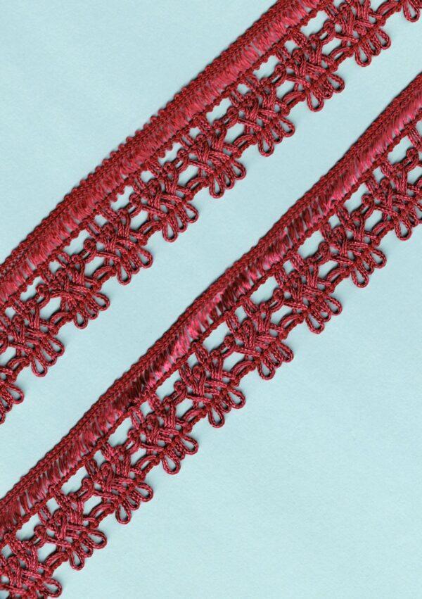 Ruban Dentelle crochet BORDEAUX 30mm, galon frange