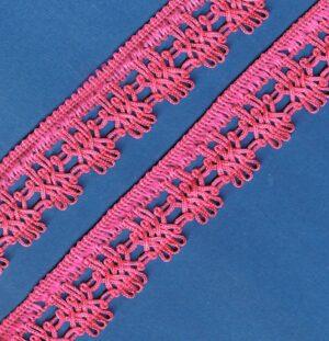 Ruban Dentelle crochet FUCHSIA 30mm, galon frange