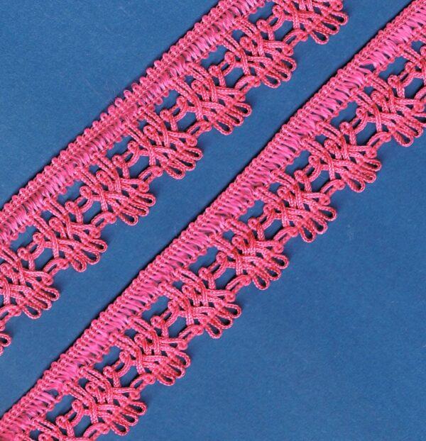 Ruban Dentelle crochet FUCHSIA 30mm, galon frange