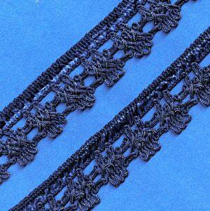 Ruban Dentelle crochet MARINE 30mm, galon frange