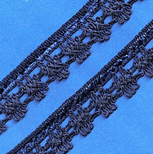 Ruban Dentelle crochet MARINE 30mm, galon frange