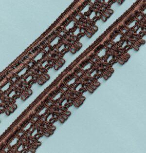 Ruban Dentelle crochet MARRON 30mm, galon frange