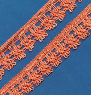 Ruban Dentelle crochet ORANGE 30mm, galon frange