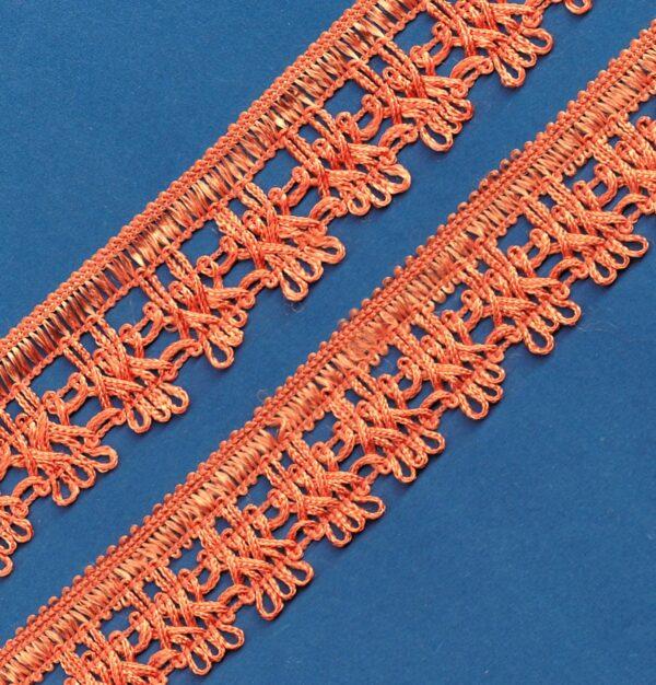 Ruban Dentelle crochet ORANGE 30mm, galon frange