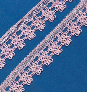 Ruban Dentelle crochet ROSE 30mm, galon frange