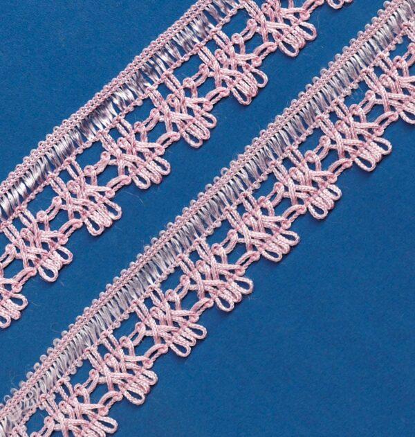 Ruban Dentelle crochet ROSE 30mm, galon frange