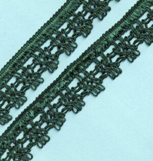Ruban Dentelle crochet VERT FONCE 30mm, galon frange