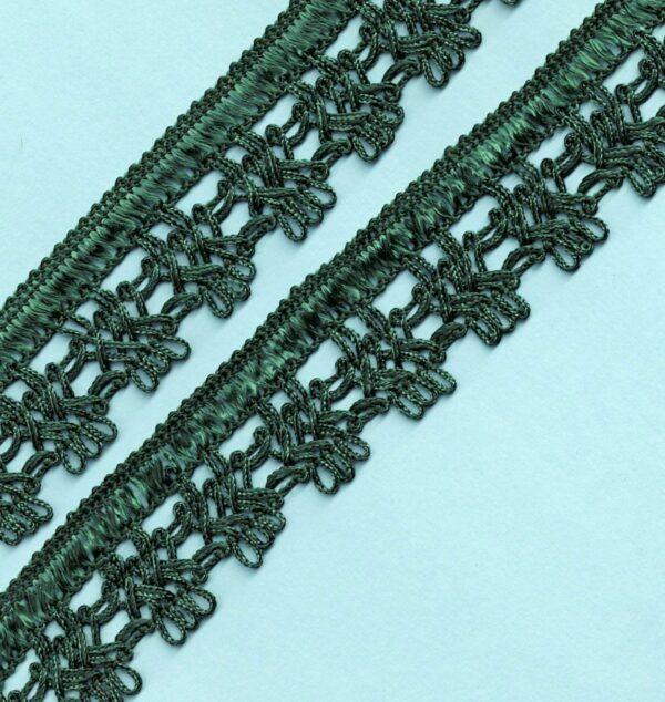 Ruban Dentelle crochet VERT FONCE 30mm, galon frange