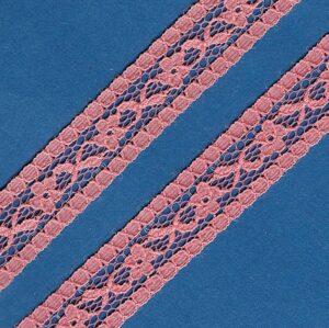 Ruban Dentelle nylon entre-deux 20mm rose